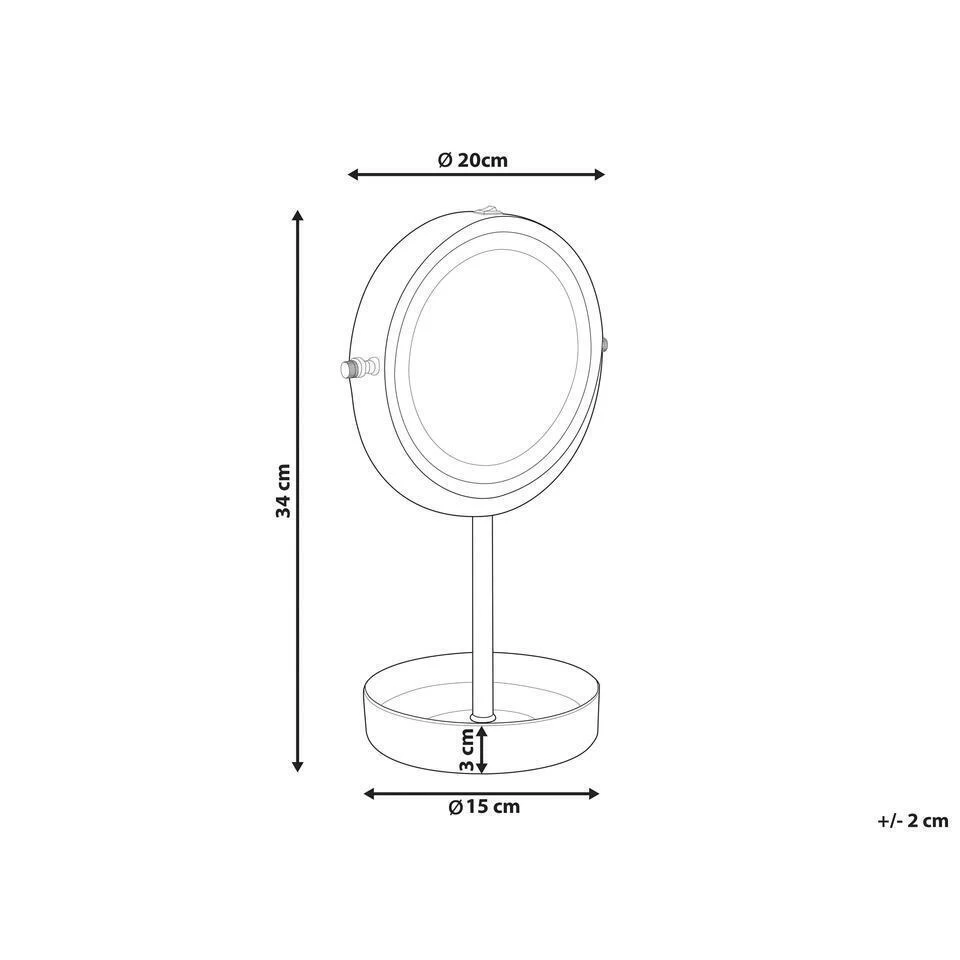 Beliani Make-up Spiegel SAVOIE - Goud Ijzer, Keramiek, Glas 2 Beliani Make-up Spiegel SAVOIE - Goud Ijzer, Keramiek, Glas - Afbeelding 2