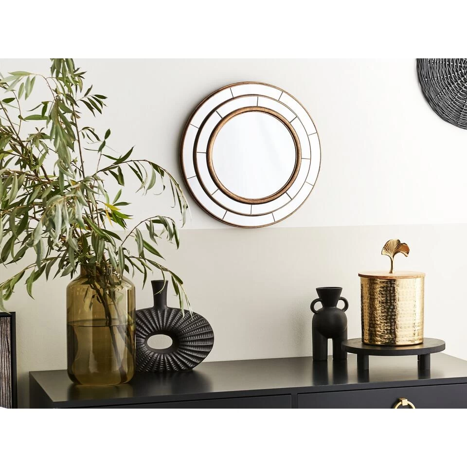 Beliani Wandspiegel BELCHITE - Goud Synthetisch Materiaal, Glas 2 Beliani Wandspiegel BELCHITE - Goud Synthetisch Materiaal, Glas - Afbeelding 2