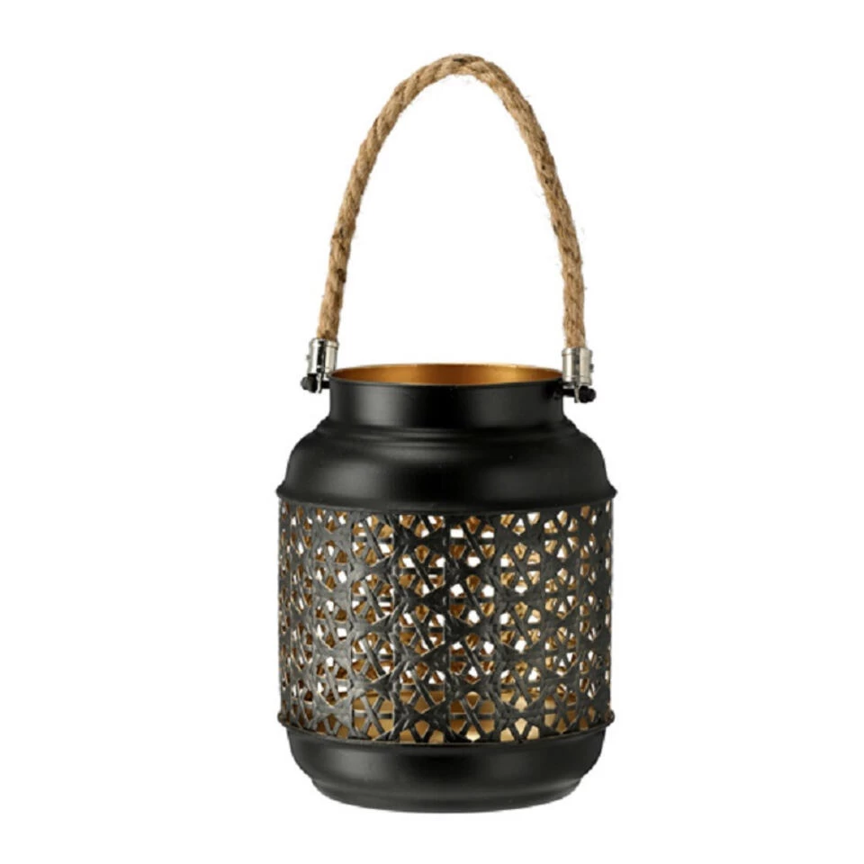 Cepewa Windlicht - Kaarshouder - Zwart Met Goudkleurig - 18 Cm 2 Cepewa Windlicht - Kaarshouder - Zwart Met Goudkleurig - 18 Cm - Afbeelding 2