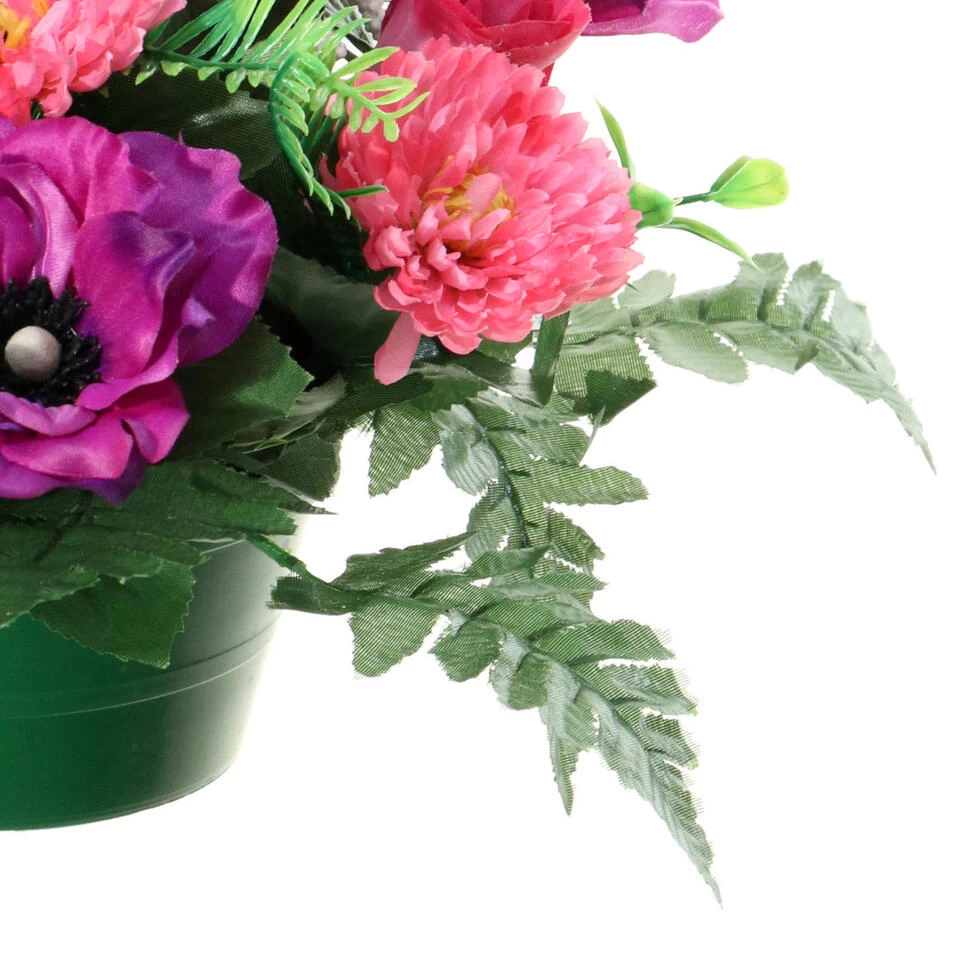 Louis Maes Kunstbloemen Anemoon/rozen In Pot - Kleuren Roze - 25 Cm 2 Louis Maes Kunstbloemen Anemoon/rozen In Pot - Kleuren Roze - 25 Cm - Afbeelding 2