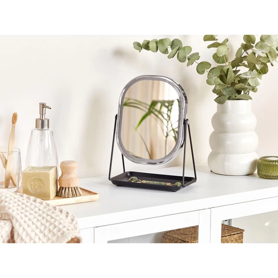 Beliani Make-up Spiegel DORDOGNE - Zilver Metaal 3 Beliani Make-up Spiegel DORDOGNE - Zilver Metaal - Afbeelding 3