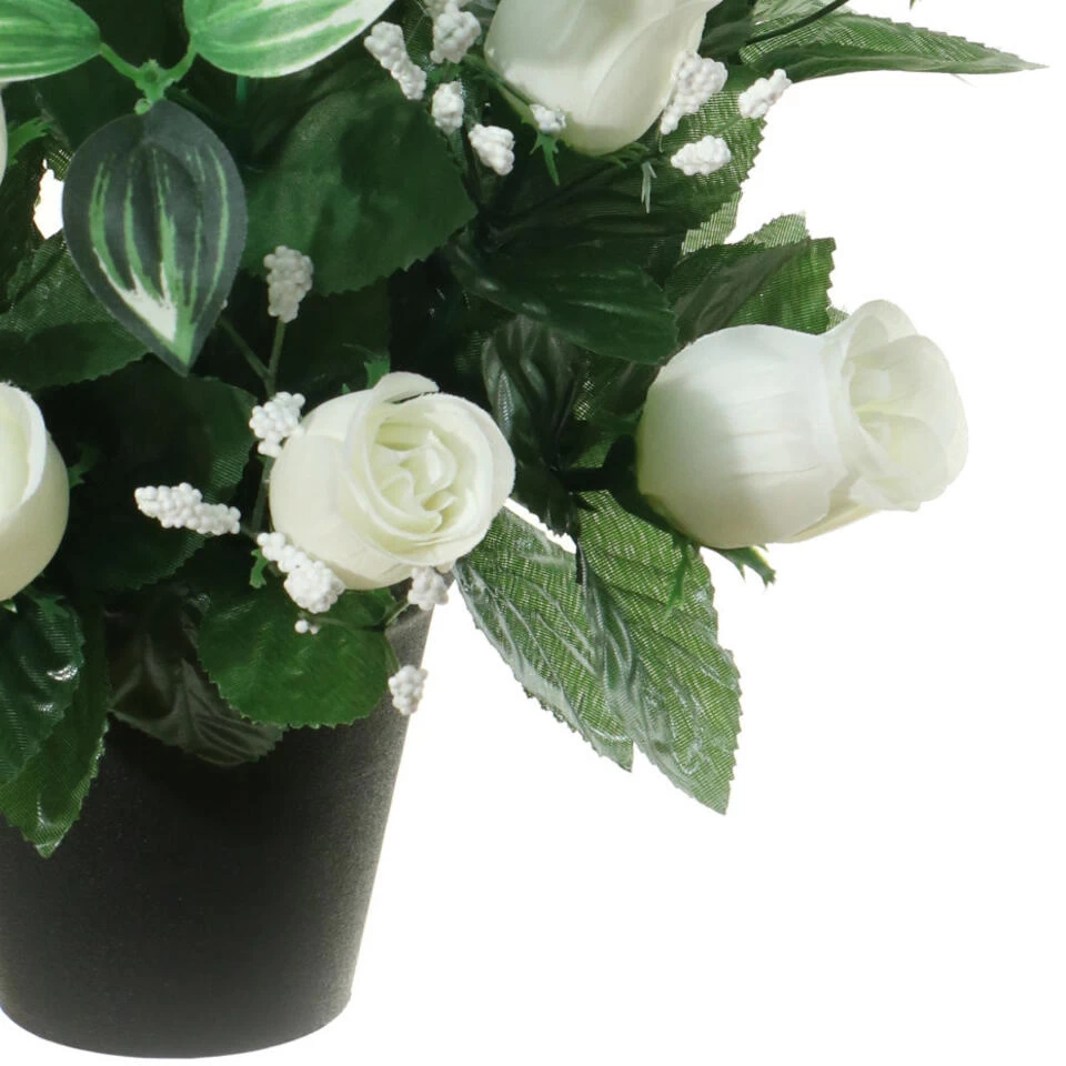 Louis Maes Kunstbloemen Rozen/gipskruid In Pot - Wit - H35 Cm 2 Louis Maes Kunstbloemen Rozen/gipskruid In Pot - Wit - H35 Cm - Afbeelding 2