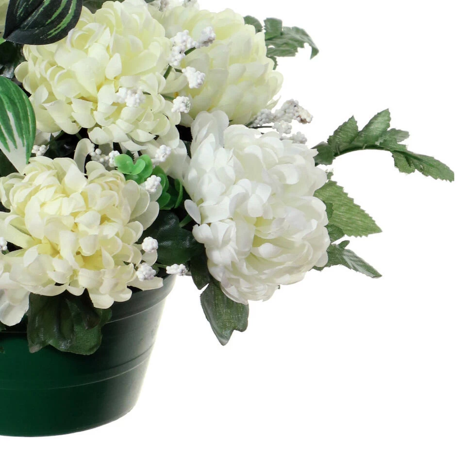 Louis Maes Kunstbloemen Crysanten In Pot - Creme/wit - D30 X H24 Cm 2 Louis Maes Kunstbloemen Crysanten In Pot - Creme/wit - D30 X H24 Cm - Afbeelding 2