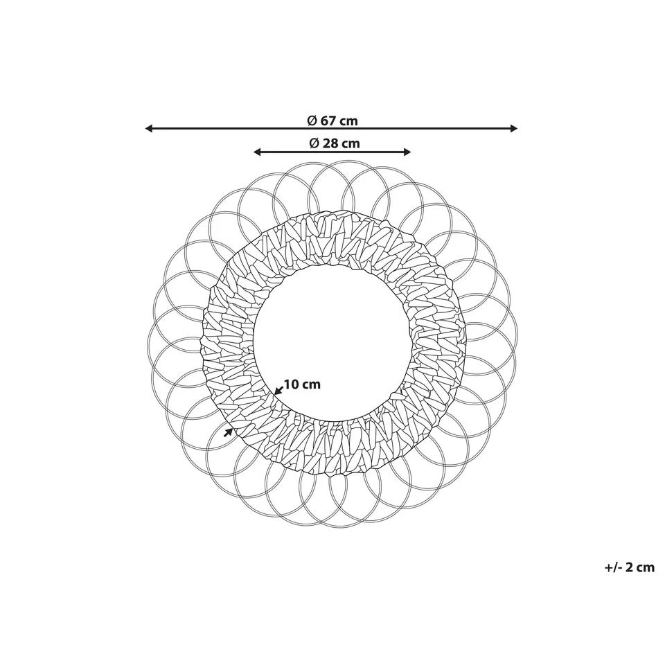 Beliani Wandspiegel PAMOL - Natuurlijk Waterhyacinth 2 Beliani Wandspiegel PAMOL - Natuurlijk Waterhyacinth - Afbeelding 2