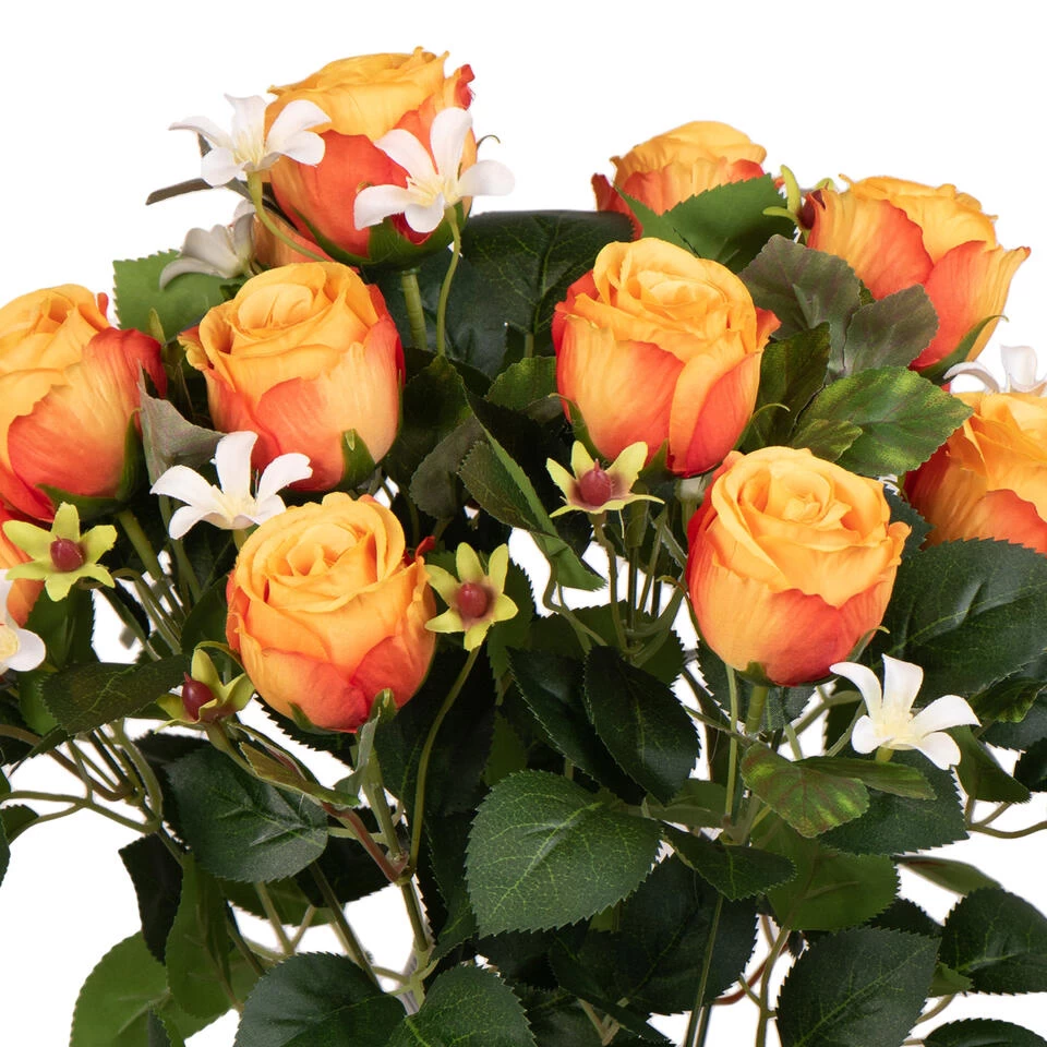 Louis Maes Kunstbloemen Boeket Rozen - Oranje - H49 Cm 2 Louis Maes Kunstbloemen Boeket Rozen - Oranje - H49 Cm - Afbeelding 2