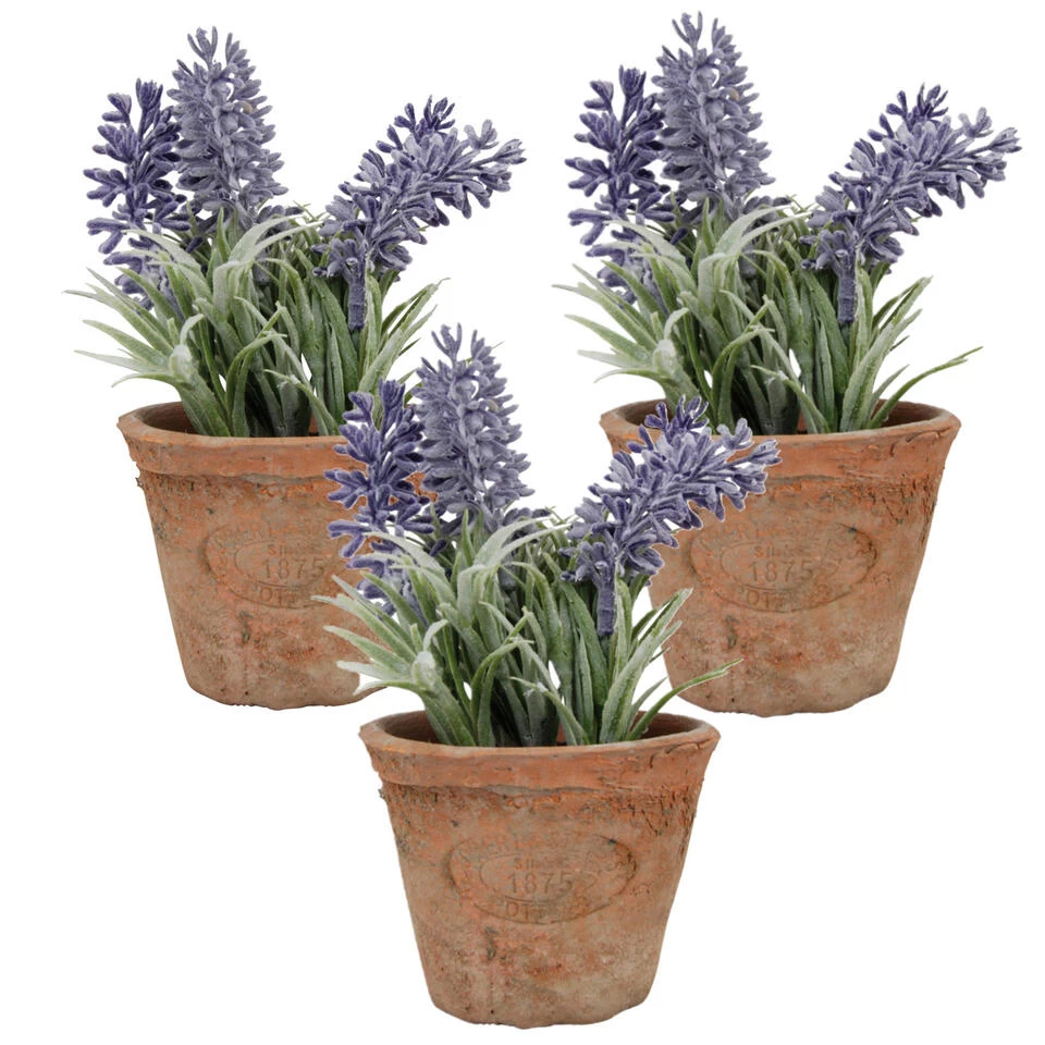 True To Nature Kunstplant - Lavendel - In Terracotta Pot - 15 Cm 3 True To Nature Kunstplant - Lavendel - In Terracotta Pot - 15 Cm - Afbeelding 3