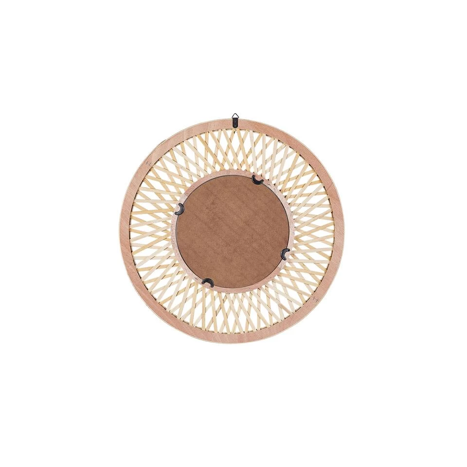 Beliani Wandspiegel BACATA - Lichte Houtkleur Bamboehout 4 Beliani Wandspiegel BACATA - Lichte Houtkleur Bamboehout - Afbeelding 4