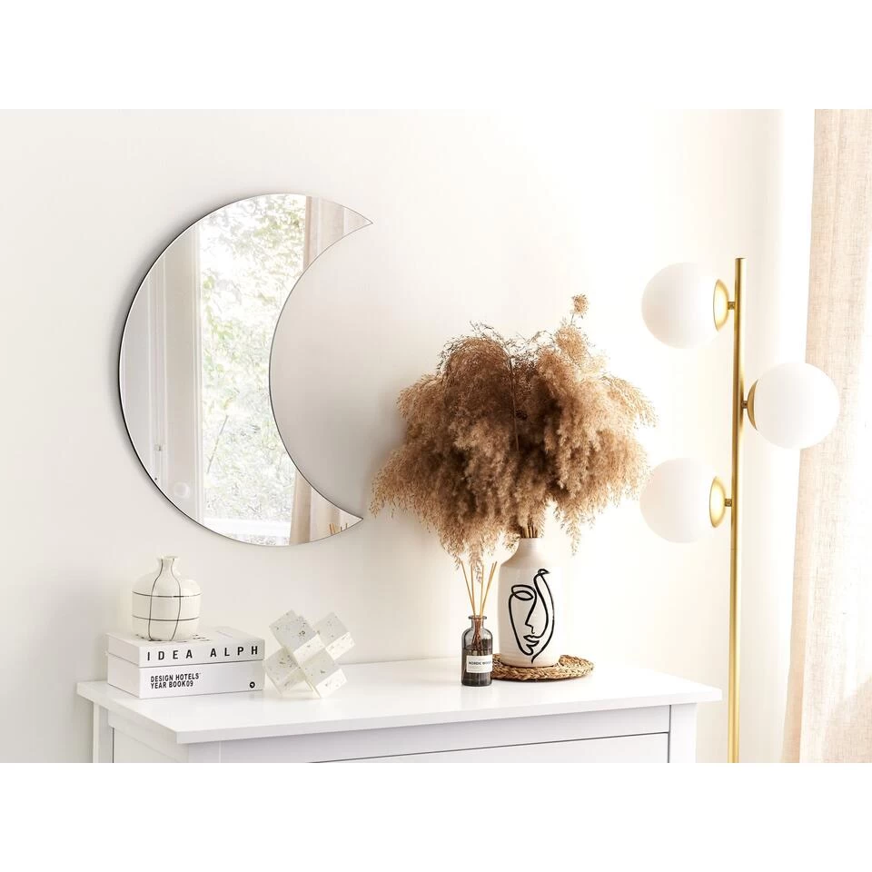 Beliani Wandspiegel PESMES - Zilver Glas 2 Beliani Wandspiegel PESMES - Zilver Glas - Afbeelding 2