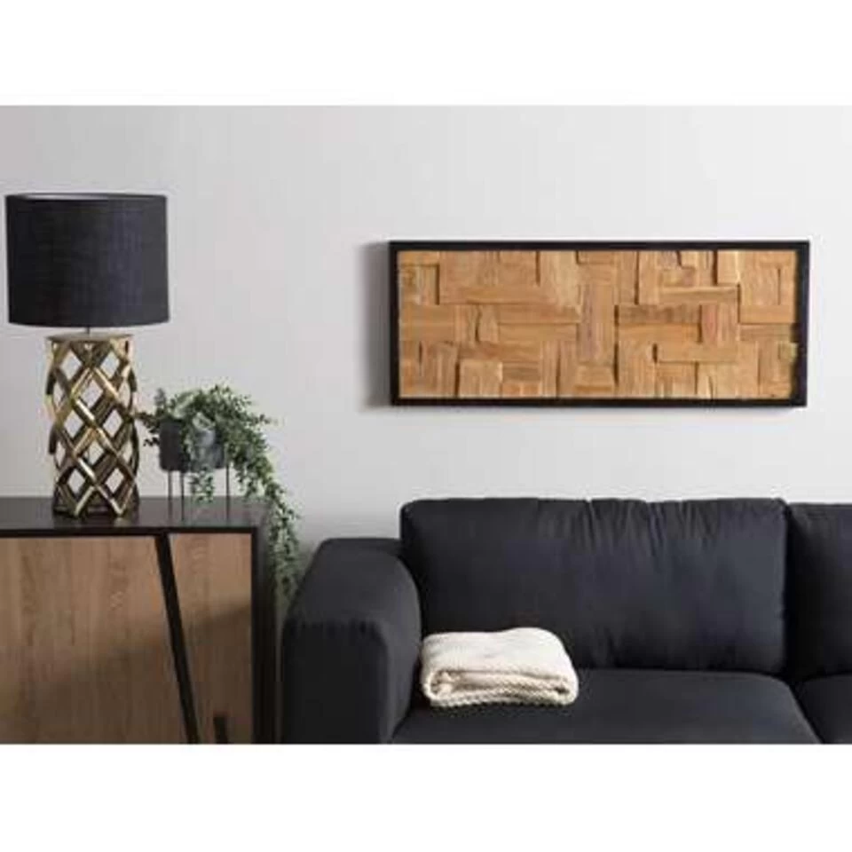 Beliani Wanddecoratie TOLUCA - Lichte Houtkleur Teakhout 2 Beliani Wanddecoratie TOLUCA - Lichte Houtkleur Teakhout - Afbeelding 2