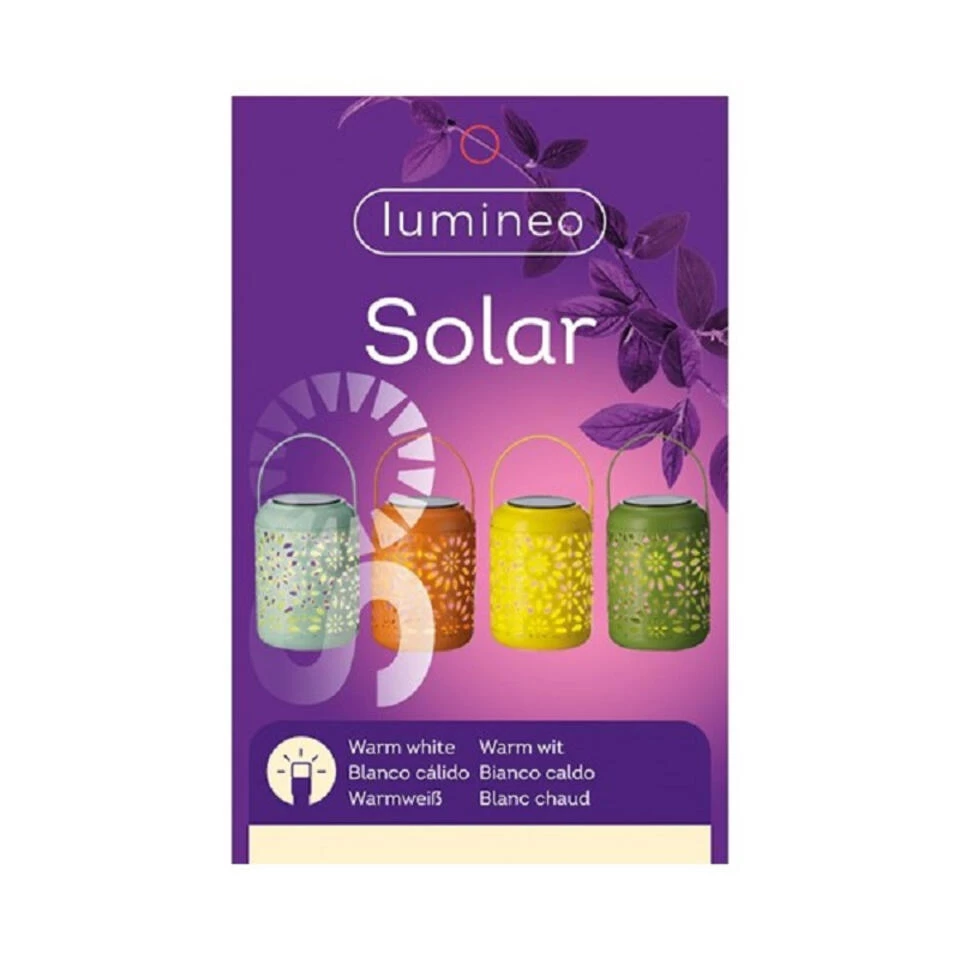 Lumineo Lantaarn - Groen - Solar - Met Hengsel - Metaal - 17 Cm 2 Lumineo Lantaarn - Groen - Solar - Met Hengsel - Metaal - 17 Cm - Afbeelding 2