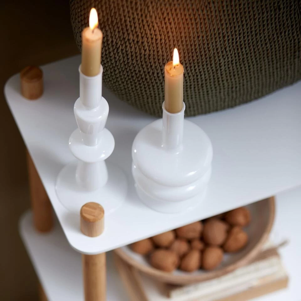 PRESENT TIME Kandelaar Sparkle Double Ring - Wit - Ø10cm 2 PRESENT TIME Kandelaar Sparkle Double Ring - Wit - Ø10cm - Afbeelding 2