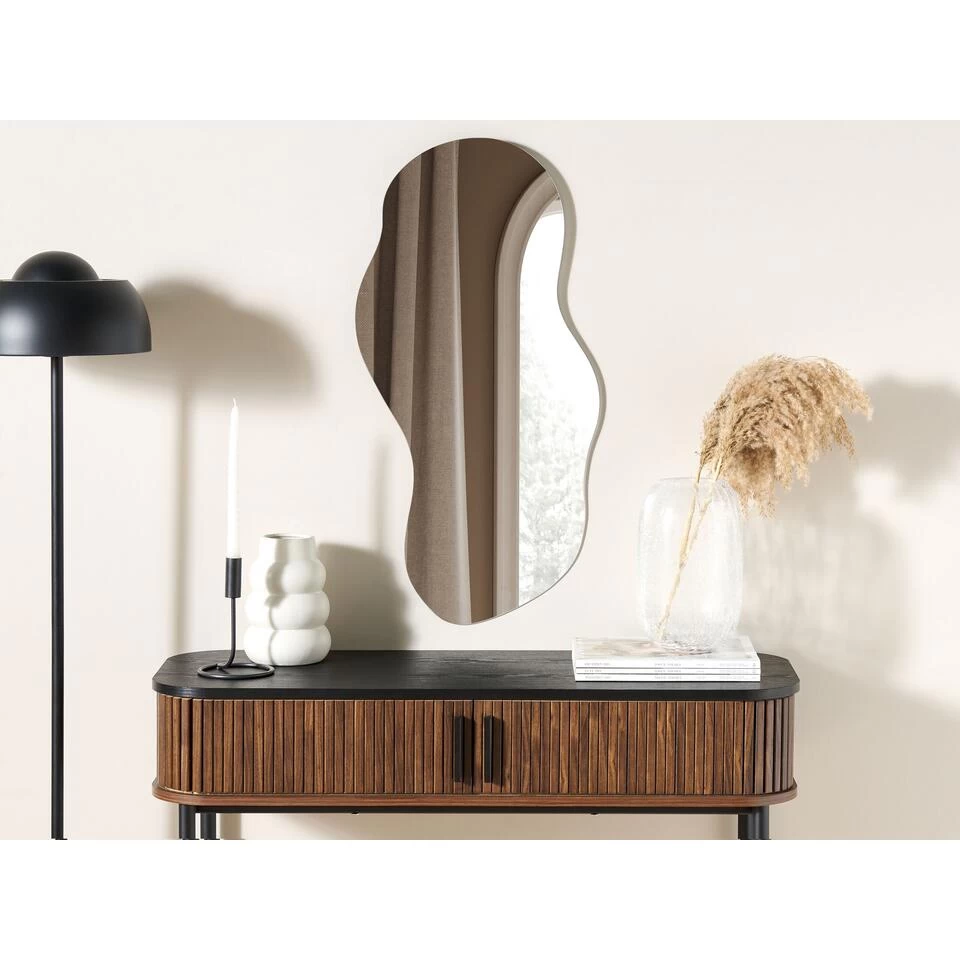 Beliani Wandspiegel AUXERRE - Zilver Glas 2 Beliani Wandspiegel AUXERRE - Zilver Glas - Afbeelding 2