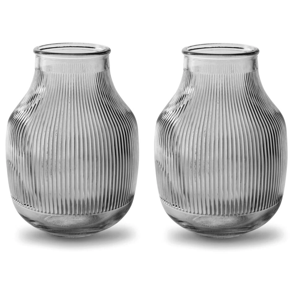 Jodeco Bloemenvaas - Smoke Grijs/transparant Glas - H22 X D15,8/11,3 Cm 2 Jodeco Bloemenvaas - Smoke Grijs/transparant Glas - H22 X D15,8/11,3 Cm - Afbeelding 2